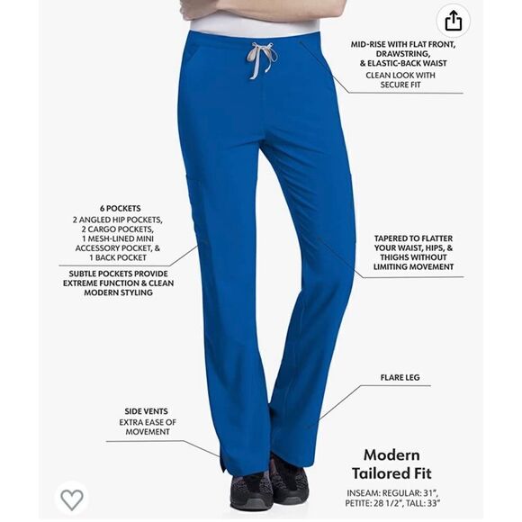 Urbane Performance Tailored Fit Stretch 6-Pkt Cargo Scrub Pants for Women 9312 - Picture 2 of 9